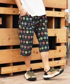 完売品★KRIFF MAYER★プロレスラー柄　冷感ロハテコクロップドパンツ★Mのサムネイル