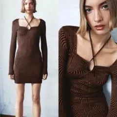 【 最終値下げ 】 ZARA | ザラ | ジャガード タイト ワンピース