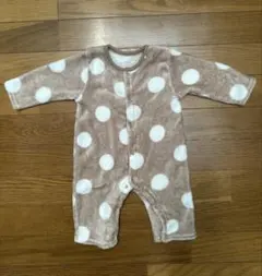 ベージュとホワイトの水玉ロンパース 60-70cm