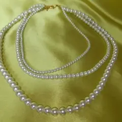 ホワイトパール 3連ネックレス ゴールド留め具、超美品