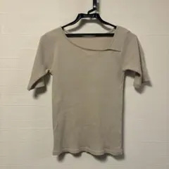 LOWRYS FARM ベージュ リブ編み 半袖Tシャツ