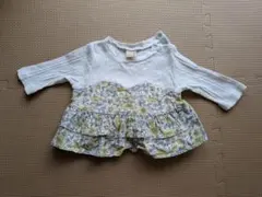 【プティマイン80】フリル付き花柄長袖カットソー