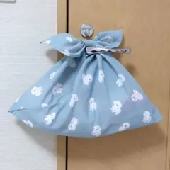 あずま袋〈ビションフリーゼ　ブルー〉エコバッグ、バッグインバッグ ハンドメイド