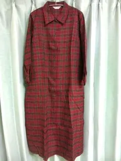 マタニティ赤黒チェック柄ワンピース M―L サイズ