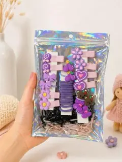 ベビー　キッズ紫色系 ヘアアクセサリーセット
