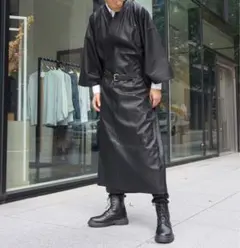 MISAMARU メンズ:フェイクレザー着物 ブラック