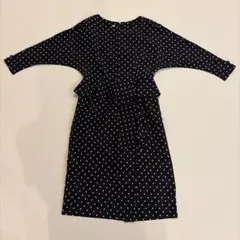 水玉模様ペプラムワンピース サイズ9