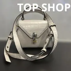 TOP SHOP ホワイト クロコダイル風ミニショルダーバッグのサムネイル