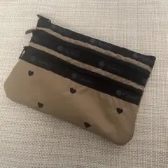 ♢完売品♢ レスポートサック ポーチ モカブラックハートエンブロイダリー