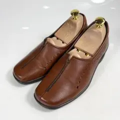 【美品】ecco エコー　スリッポン（23）コンフォートシューズ　茶　スクエアのサムネイル