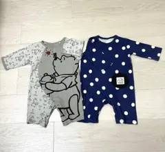 ロンパース2枚セット　プーさん　ドット柄　サイズ70 西松屋