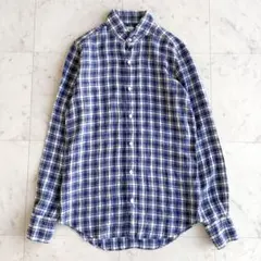 極美品】Finamore フィナモレ ホリゾンタルカラー リネン シャツ 37