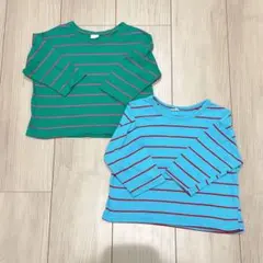 着2-3 韓国子供服　ボーダーロンT 80cm相当　2枚セット