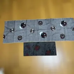花柄刺繍の生地セット　着物ハギレ2点セット