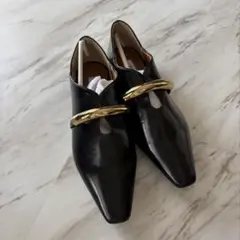 ブラックレザー ローファー ゴールドバンド　EVOL 22.5 新品未使用