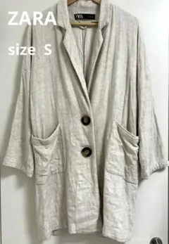 ZARA ザラ　テーラードジャケット シングル オーバーサイズ 麻混 リネン混Ｓ