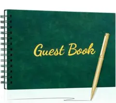 ⭐︎ゲストブック芳名帳100ページゴールドフォイルカバー グリーン