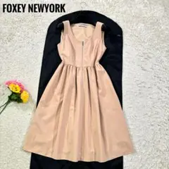 美品　フォクシーニューヨーク　ノースリーブ　フレア　膝丈ワンピース　ドレス　40