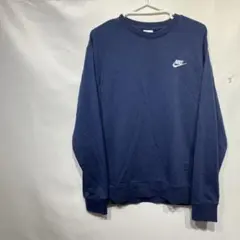 NIKE ナイキ ロゴ刺繍 クルーネック スウェットトレーナー ネイビー Mのサムネイル