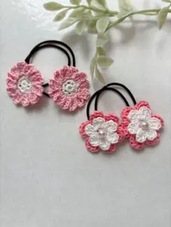 607☆ハンドメイドヘアゴム ※キッズ子供※花デザイン　春色