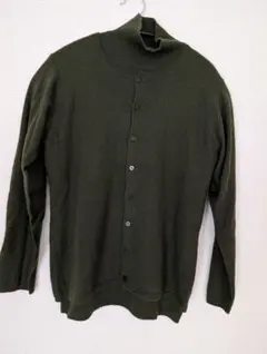 ヨーガンレール カシミヤ100%オリーブグリーン タートルネックカーディガン