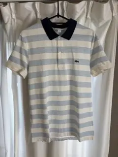 LACOSTE ストライプ ポロシャツ ネイビー襟