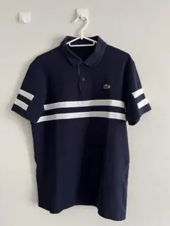 Lacoste ネイビー ストライプ ポロシャツ