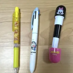 ドラえもん ミニー プーさん ボールペン3本セット ほぼ未使用 キャラクター文具