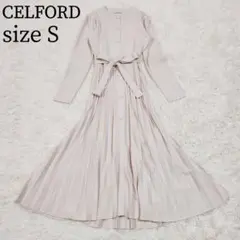 CELFORD セルフォード クリスタルプリーツニットワンピース ベージュ S