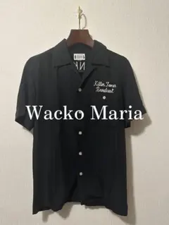 WACKO MARIA オープンカラーシャツ バックロゴ ブラック Mテンセル WACKO MARIA オープンカラーシャツ バックロゴ ブラック Mテンセル