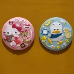 サンリオキャラクターズ 刺繍缶バッジ ハローキティ あひるのペックル 2個セット