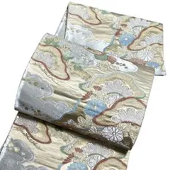 A 204袋帯 六通柄 金銀糸　唐織　梅　正絹 着物