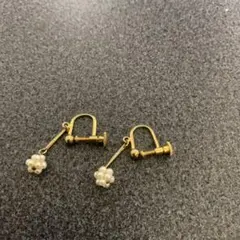 パールビーズ フラワーデザイン イヤリング