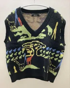 Meridiam 動物柄 ニットベスト Vネック