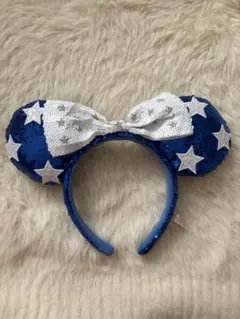 アメリカン 海外ディズニー 星柄リボン付き青色カチューシャ
