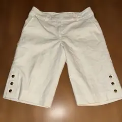 ホワイト ハーフパンツ ショートパンツ ゴールドボタン
