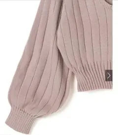 GRLVネックボリュームスリーブショートニットトップス