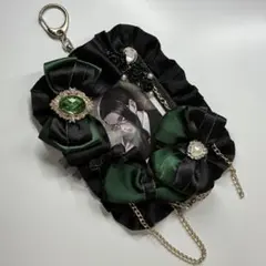 トレカケース デコ リボン 黒 緑 オーダー