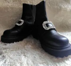 #オリエンタルトラフィック★ビジュー付き厚底ショートブーツ