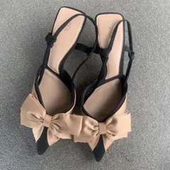 ZARA リボン付き スリングバックパンプス 38のサムネイル