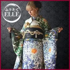 振袖フルセット(7点)・成人式・大輪花模様・金彩加工・金駒刺繍・正絹・逸品