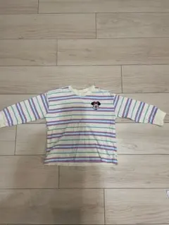 ボーダーロンT ミニーポイント刺繍　　100㎝