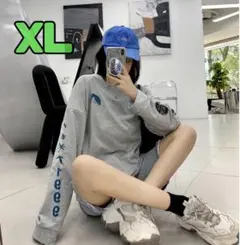 【ユニセックス】ロンT  オルチャン  古着 韓国 オーバーサイズ　グレー　XL