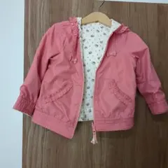 撥水 アウター ベビー キッズ 90cm リバーシブル 花柄 ピンク