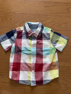 【美品】babyGap　ベビーギャップ　半袖シャツ　80　チェック　マルチカラー