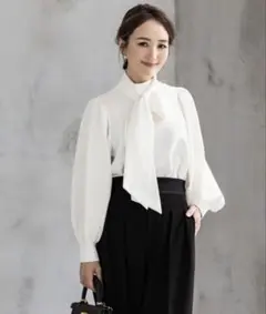 新品　Sブラウス シャツ 2wayボリュームスリーブボウタイブラウス レディース