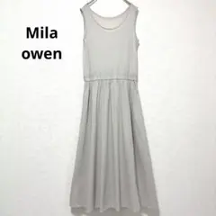 ミラオーウェン ライトグレー ノースリーブ ドッキング ワンピース シアー