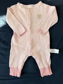 moimoln ピンク リブ編みロンパース 動物刺繍 80cm