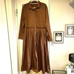 ZARA Lサイズ　ブラウン　長袖シャツワンピース