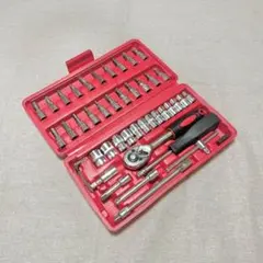 工具 46点 ソケットレンチ 工具セット DIY メンテナンス レッド